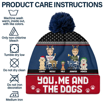 You, Me And The Dog - Personalized Bobble Beanie Hat