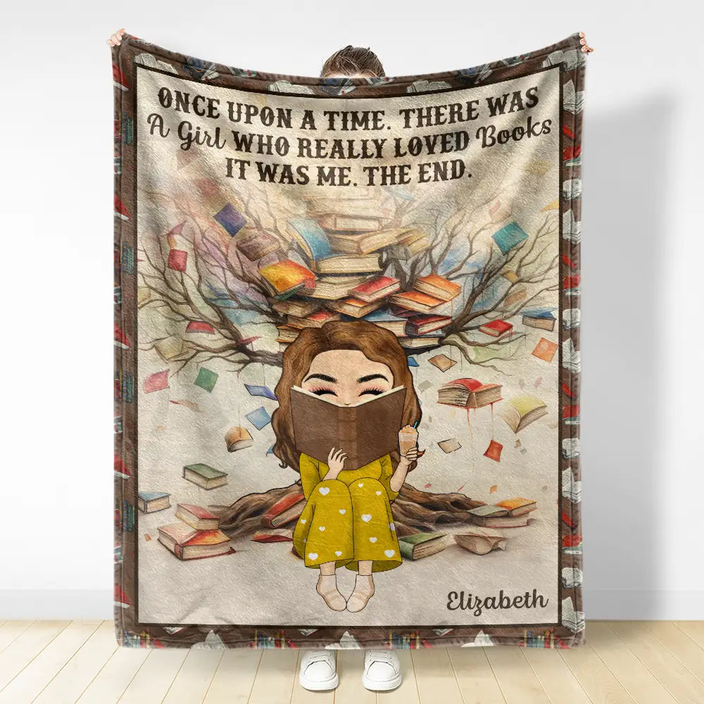 Book Tree Just A Girl Who Loves Books - Personalized Fleece Blanket, Sherpa Blanket