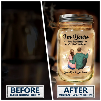 Couple Favorite Song I'm Yours No Returns QR Code - Personalized Mason Jar Light