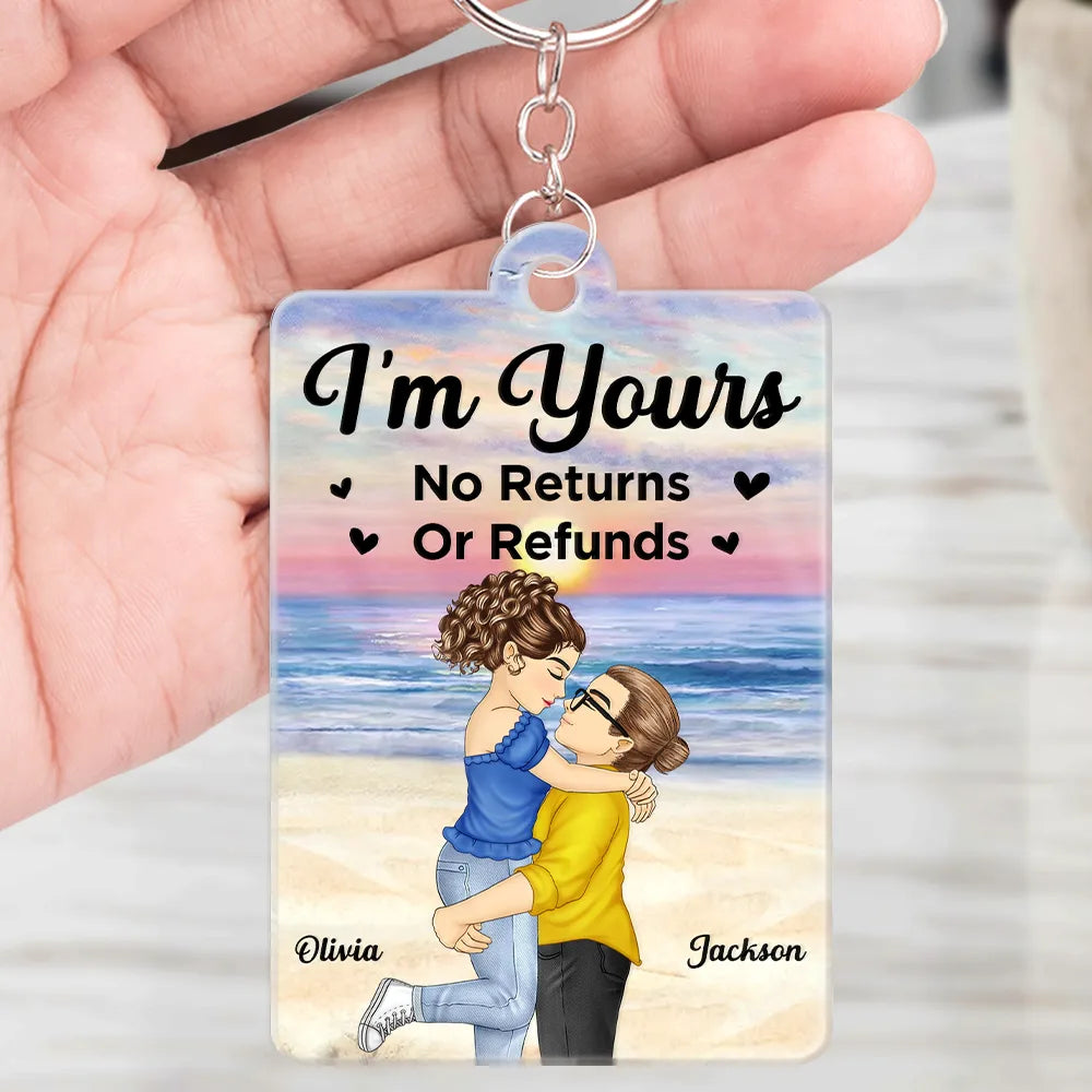 Couple Cartoon Song QR Code I'm Yours No Returns - Personalized Acrylic Keychain