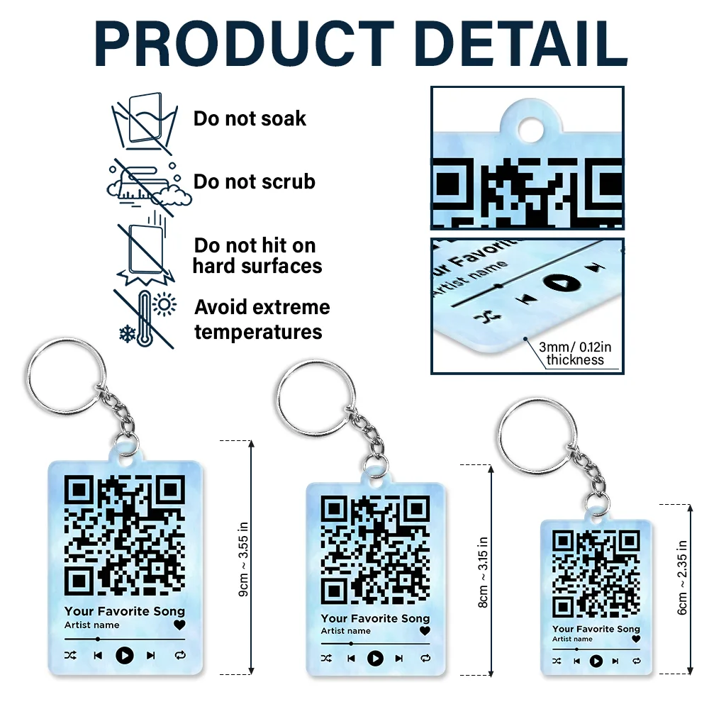 Couple Cartoon Song QR Code I'm Yours No Returns - Personalized Acrylic Keychain