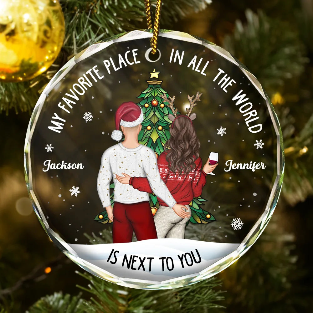 Christmas Backview My Favorite Place In All The World - Personalized Acrylic Ornament