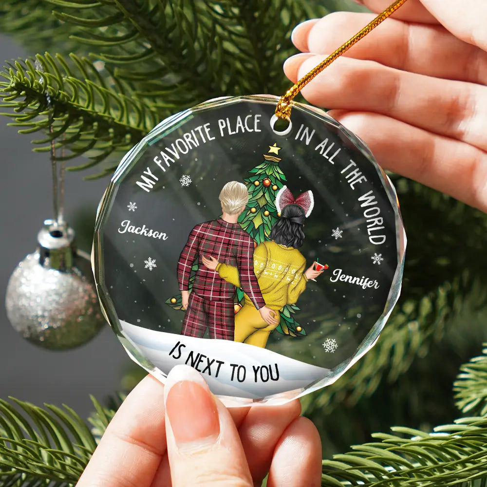 Christmas Backview My Favorite Place In All The World - Personalized Acrylic Ornament