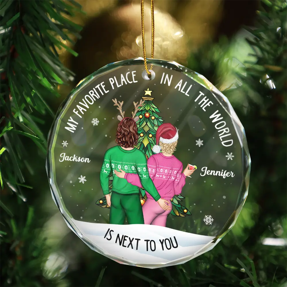 Christmas Backview My Favorite Place In All The World - Personalized Acrylic Ornament