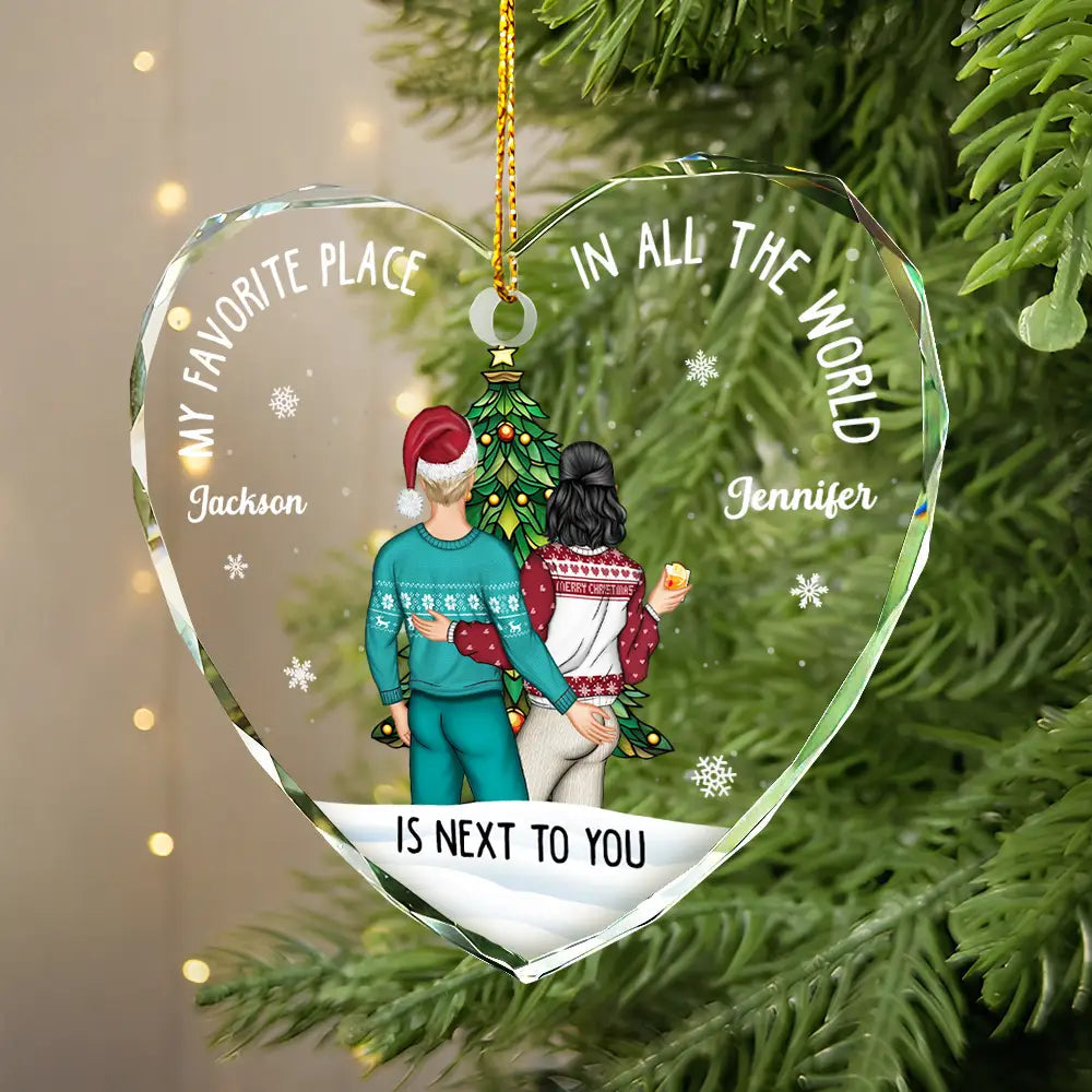 Christmas Backview My Favorite Place In All The World - Personalized Acrylic Ornament