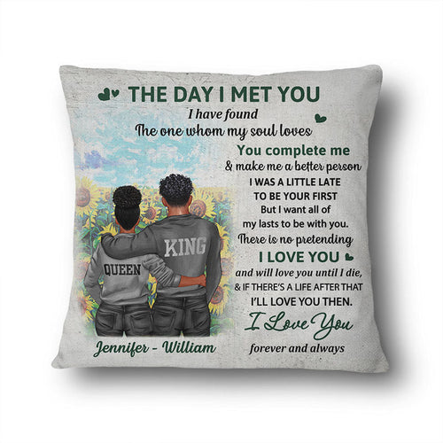 Black Couple The Day I Met You - Personalized Custom Pillow