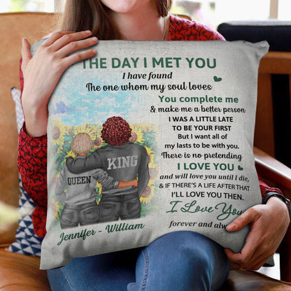 Black Couple The Day I Met You - Personalized Custom Pillow