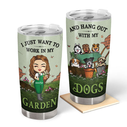 Dog Lovers Garden Chibi Girl In My Garden With My Dogs - Personalized Custom Tumbler
