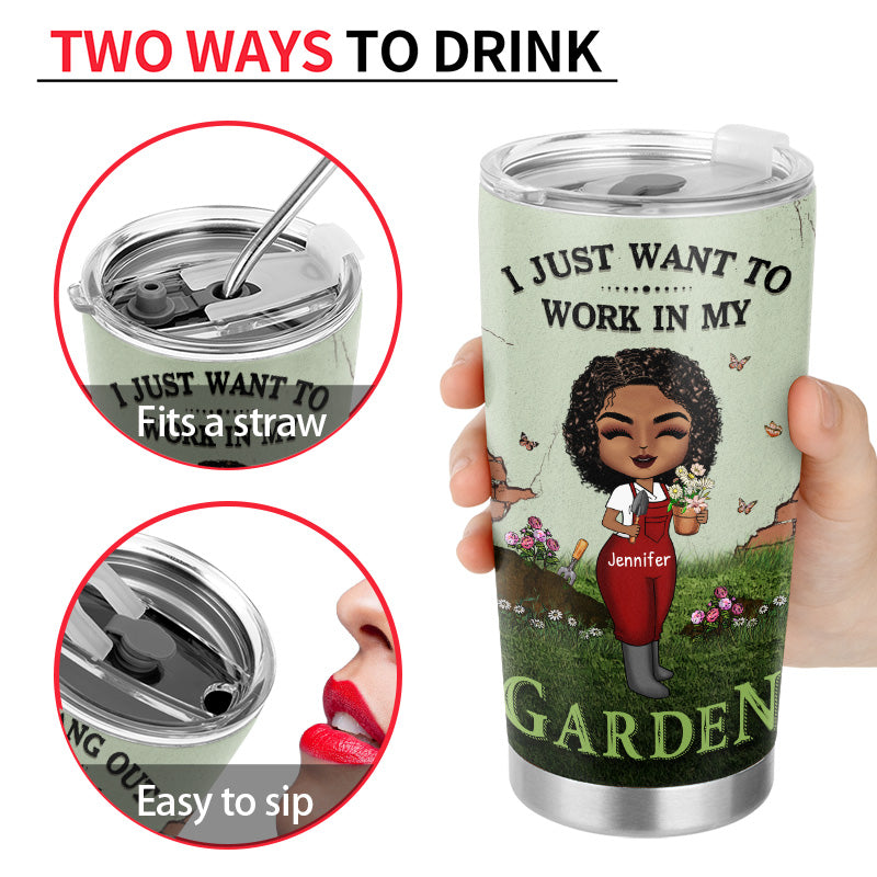 Dog Lovers Garden Chibi Girl In My Garden With My Dogs - Personalized Custom Tumbler