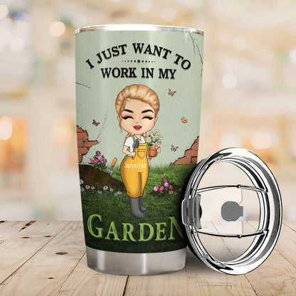 Dog Lovers Garden Chibi Girl In My Garden With My Dogs - Personalized Custom Tumbler