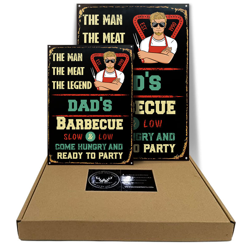 The Man The Meat The Legend - Gift For Grilling Fathers And Grandpas - Personalized Custom Classic Metal Signs