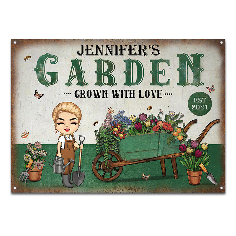 Grown With Love - Gift For Garden Lovers - Personalized Custom Classic Metal Signs