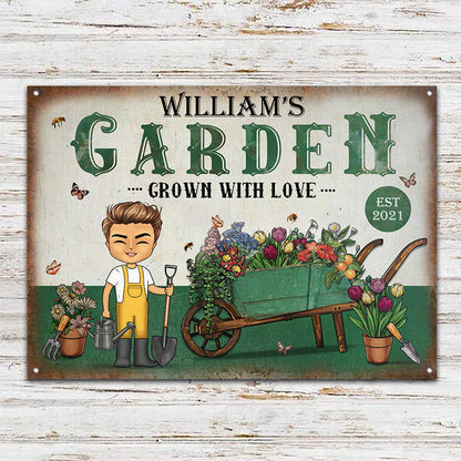 Grown With Love - Gift For Garden Lovers - Personalized Custom Classic Metal Signs