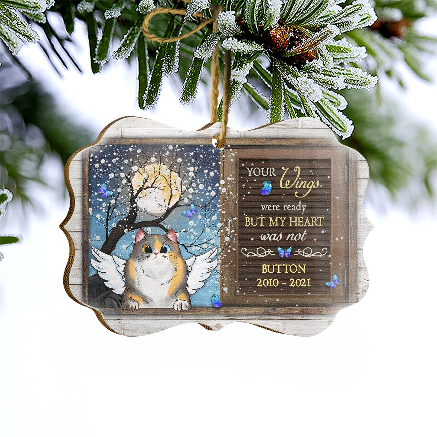 Your Wings Were Ready - Memorial Gift For Cat Owners - Personalized Custom Wooden Ornament