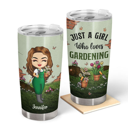 Gardening Chibi Girl Just A Girl Who Loves Gardening - Personalized Custom Tumbler
