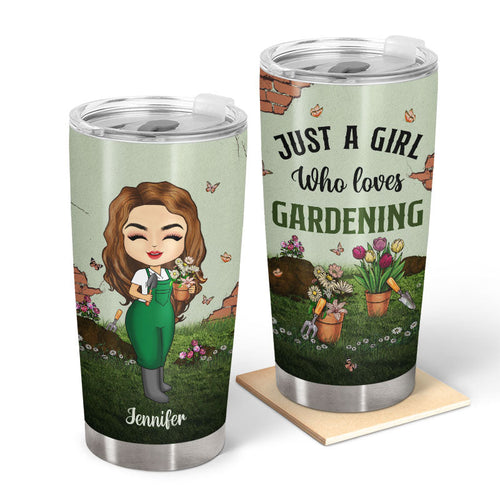 Gardening Chibi Girl Just A Girl Who Loves Gardening - Personalized Custom Tumbler