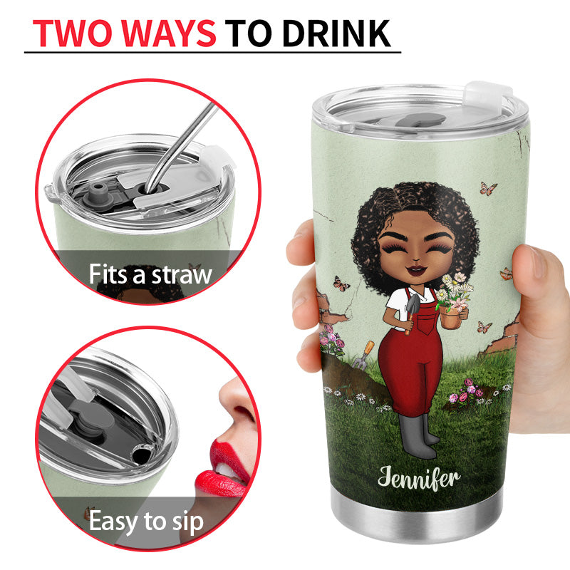 Gardening Chibi Girl Just A Girl Who Loves Gardening - Personalized Custom Tumbler