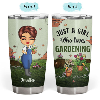 Gardening Chibi Girl Just A Girl Who Loves Gardening - Personalized Custom Tumbler