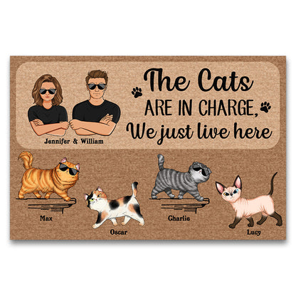 Cat Lovers The Cats Are In Charge - Personalized Custom Doormat