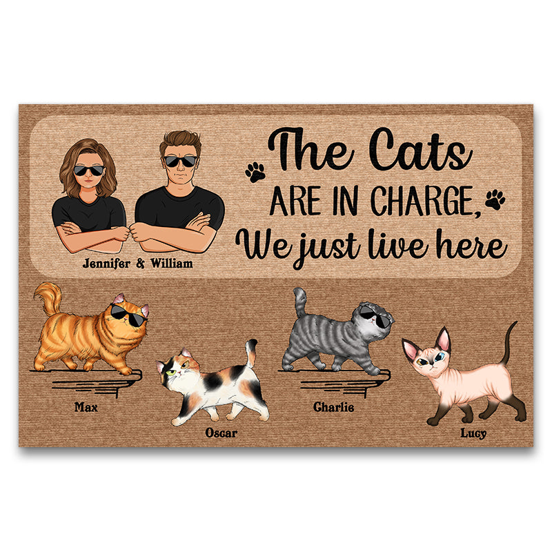 Cat Lovers The Cats Are In Charge - Personalized Custom Doormat