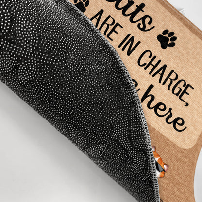 Cat Lovers The Cats Are In Charge - Personalized Custom Doormat