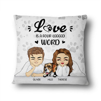 Four-Legged Word - Gift For Dog & Cat Owner Couples - Personalized Custom Pillow