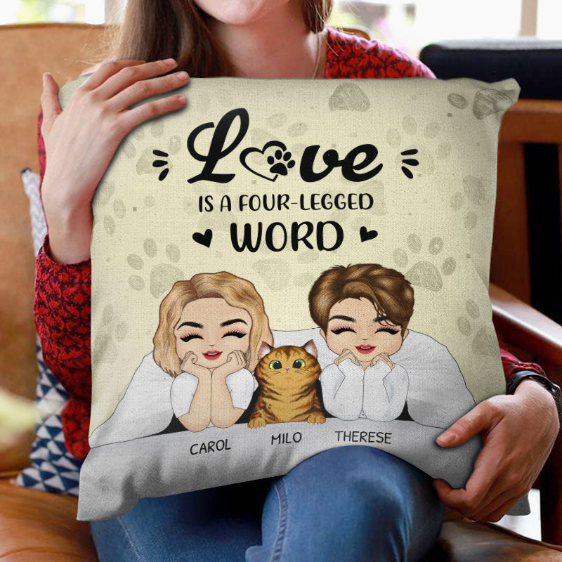 Four-Legged Word - Gift For Dog & Cat Owner Couples - Personalized Custom Pillow