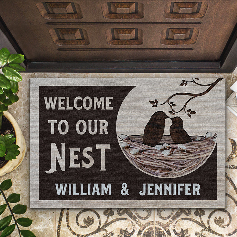 Welcome To Our Nest - Gift For Couples & Families - Personalized Custom Doormat