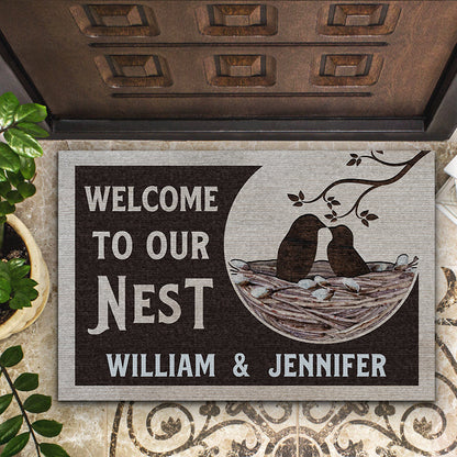 Welcome To Our Nest - Gift For Couples & Families - Personalized Custom Doormat