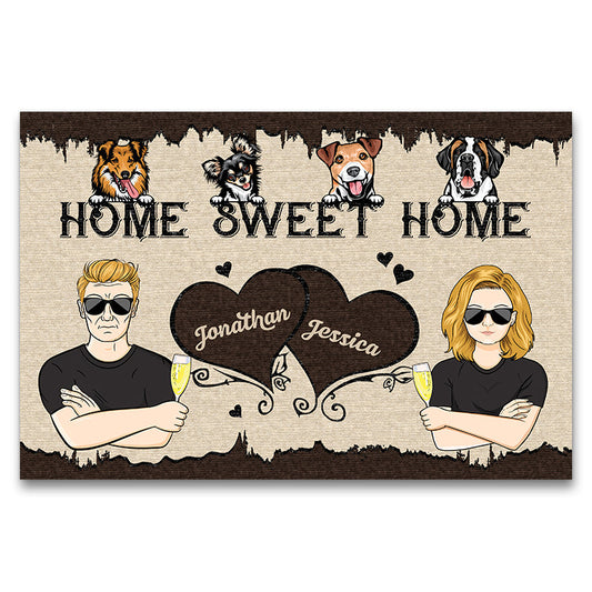 Dog Lovers Married Couple Home Sweet Home - Personalized Custom Doormat