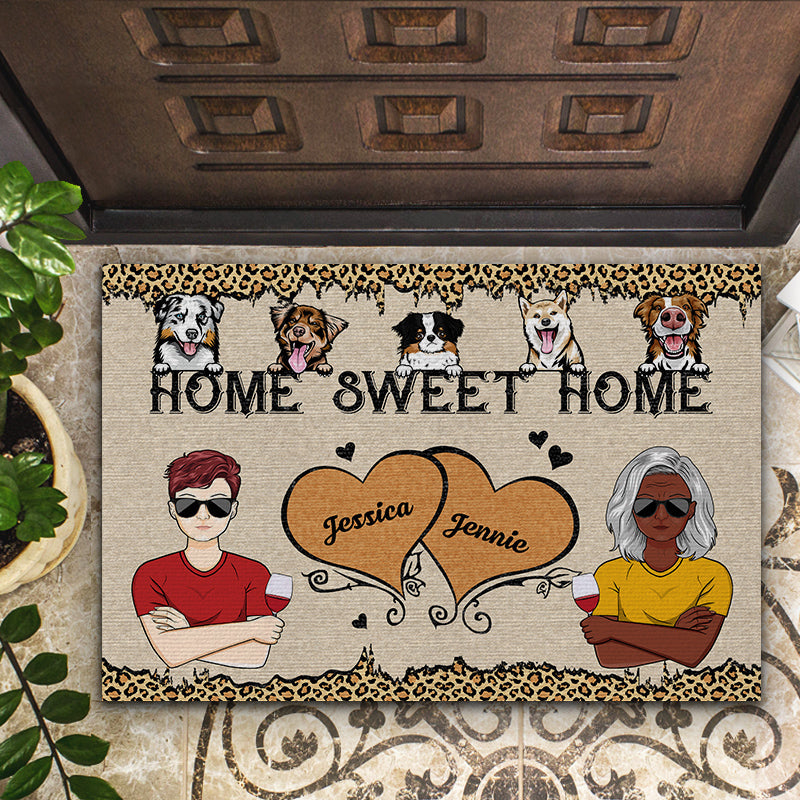 Dog Lovers Married Couple Home Sweet Home - Personalized Custom Doormat