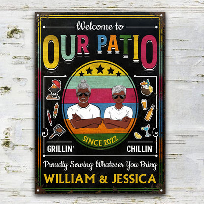Our Patio Proudly Serving - Personalized Custom Classic Metal Signs