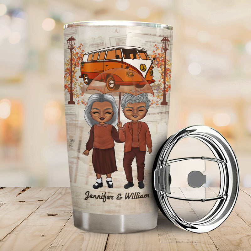 Family Old Couple Camping When We Get To The End Of Our Lives - Personalized Custom Tumbler