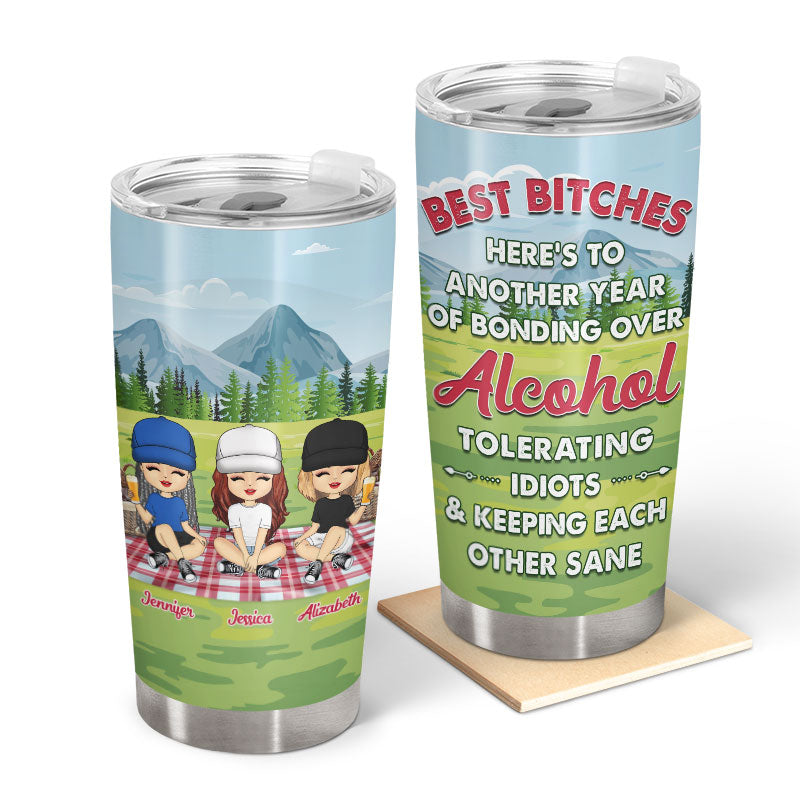 Bestie Picnic Bonding Over Alcohol - Gift For Friends - Personalized Custom Tumbler