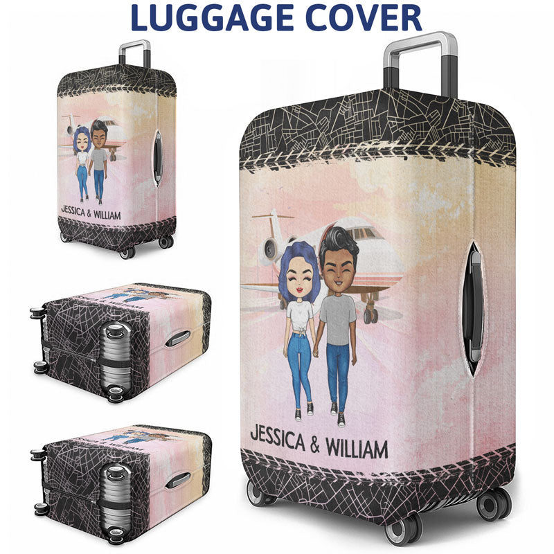 Who You Have Beside Traveling - Bestie, Couple Gift - Personalized Custom Luggage Cover