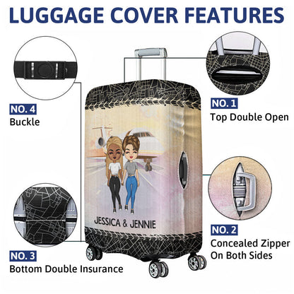 Who You Have Beside Traveling - Bestie, Couple Gift - Personalized Custom Luggage Cover