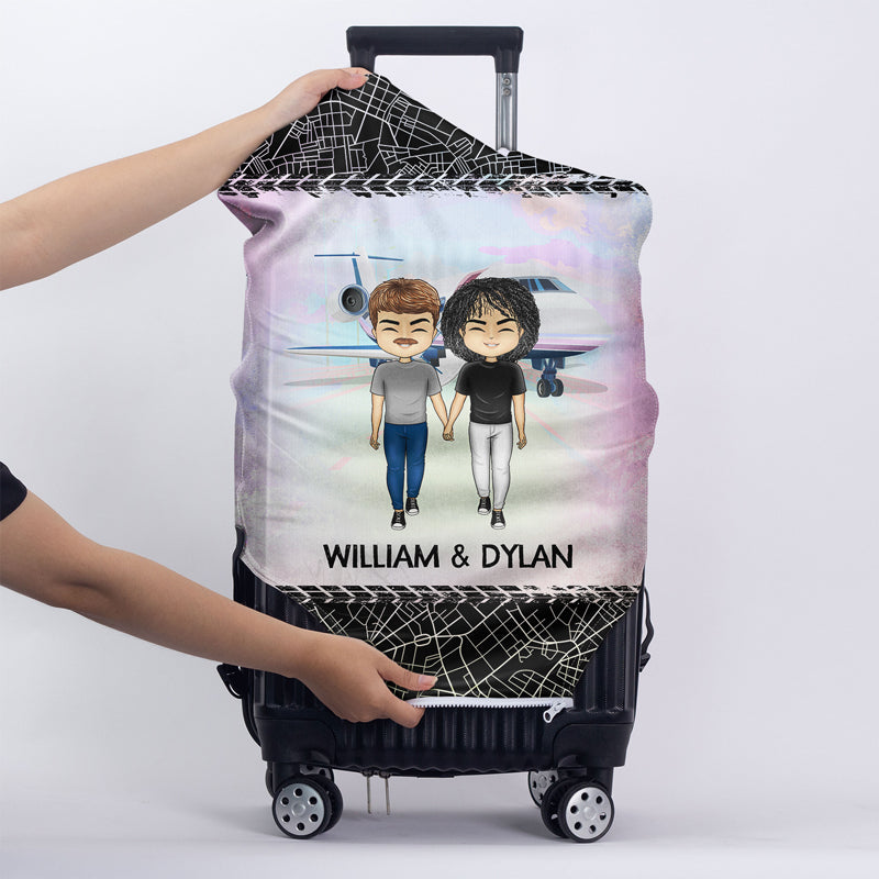 Who You Have Beside Traveling - Bestie, Couple Gift - Personalized Custom Luggage Cover