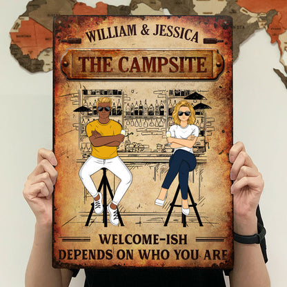 Family Couple Welcome-ish Depends On Who You Are - Personalized Custom Classic Metal Signs