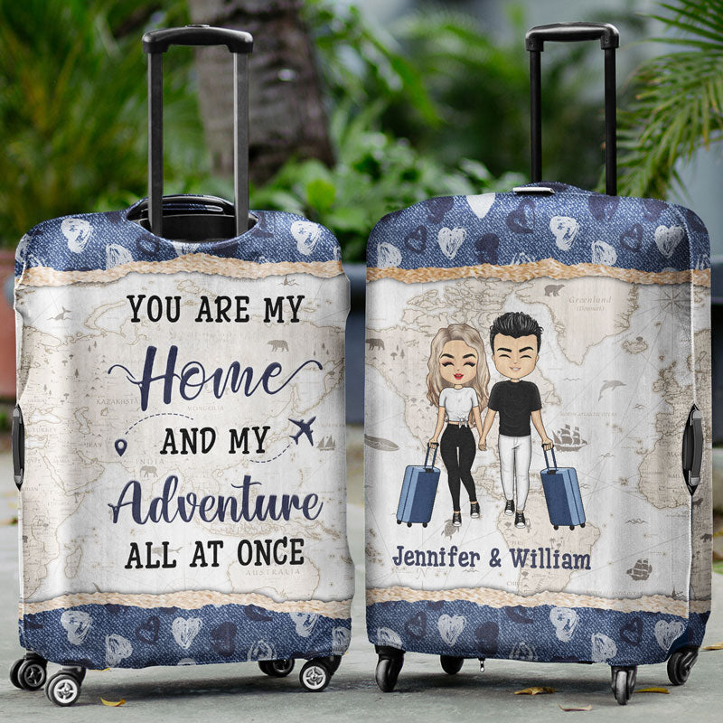 Couple My Home And My Adventure - Personalized Custom Luggage Cover