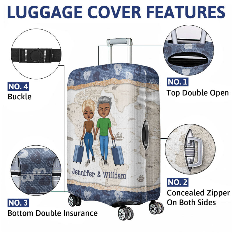 Couple My Home And My Adventure - Personalized Custom Luggage Cover