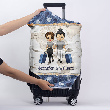 Couple My Home And My Adventure - Personalized Custom Luggage Cover