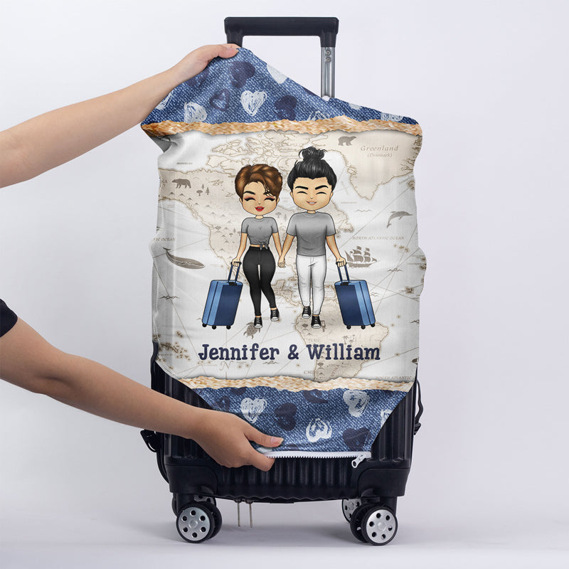 Couple My Home And My Adventure - Personalized Custom Luggage Cover