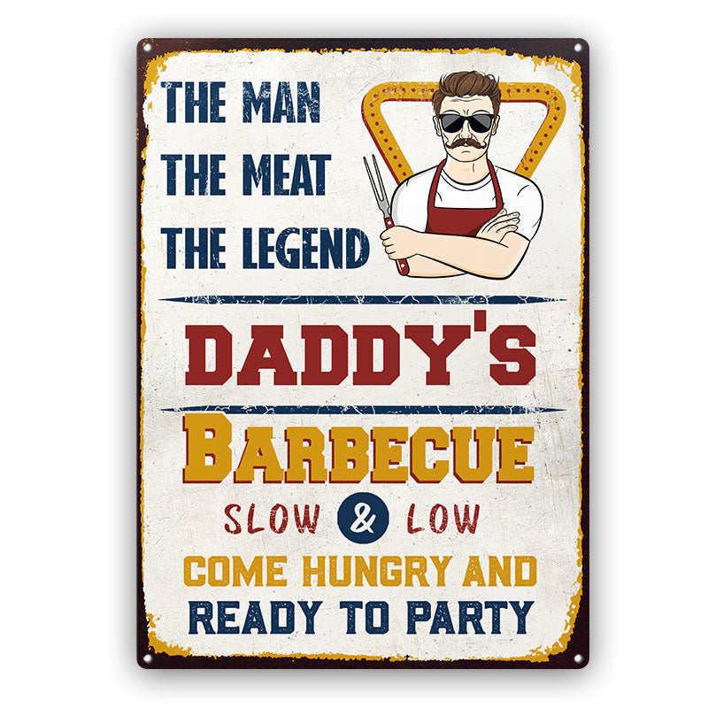 Grilling The Man The Meat The Legend - Gift For Father And Grandpa - Personalized Custom Classic Metal Signs