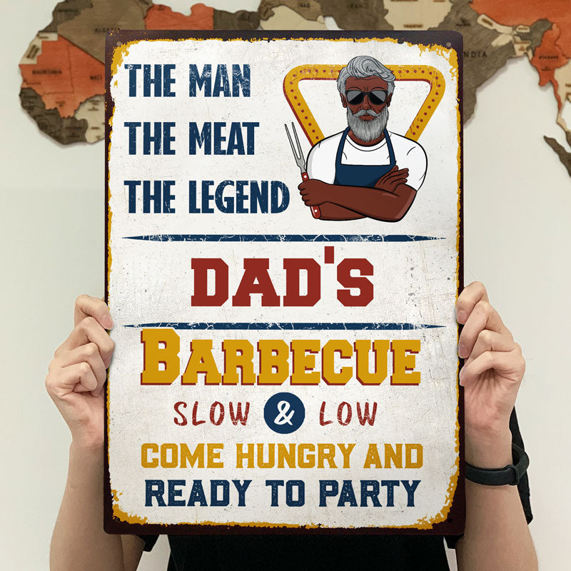 Grilling The Man The Meat The Legend - Gift For Father And Grandpa - Personalized Custom Classic Metal Signs