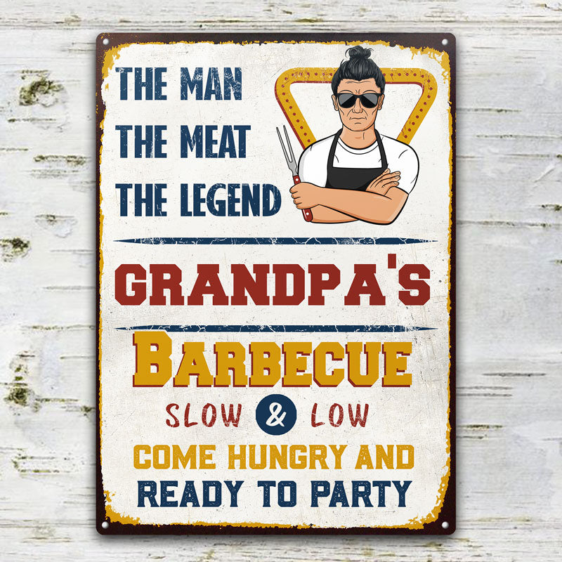 Grilling The Man The Meat The Legend - Gift For Father And Grandpa - Personalized Custom Classic Metal Signs
