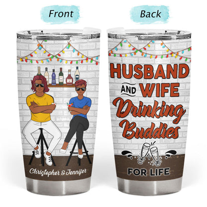 Family Couple Husband And Wife Drinking Buddies For Life - Personalized Custom Tumbler