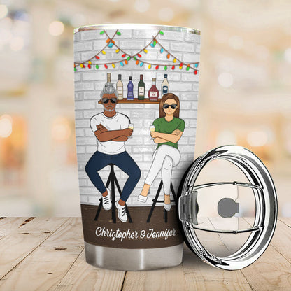 Family Couple Husband And Wife Drinking Buddies For Life - Personalized Custom Tumbler