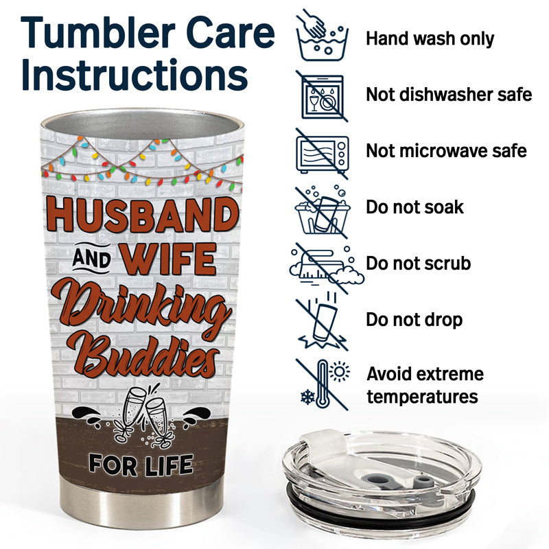 Family Couple Husband And Wife Drinking Buddies For Life - Personalized Custom Tumbler