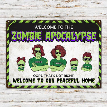 Zombie Apocalypse Family - Personalized Custom Classic Metal Signs