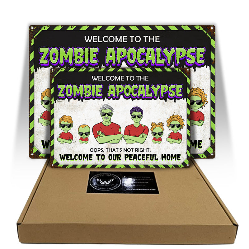 Zombie Apocalypse Family - Personalized Custom Classic Metal Signs